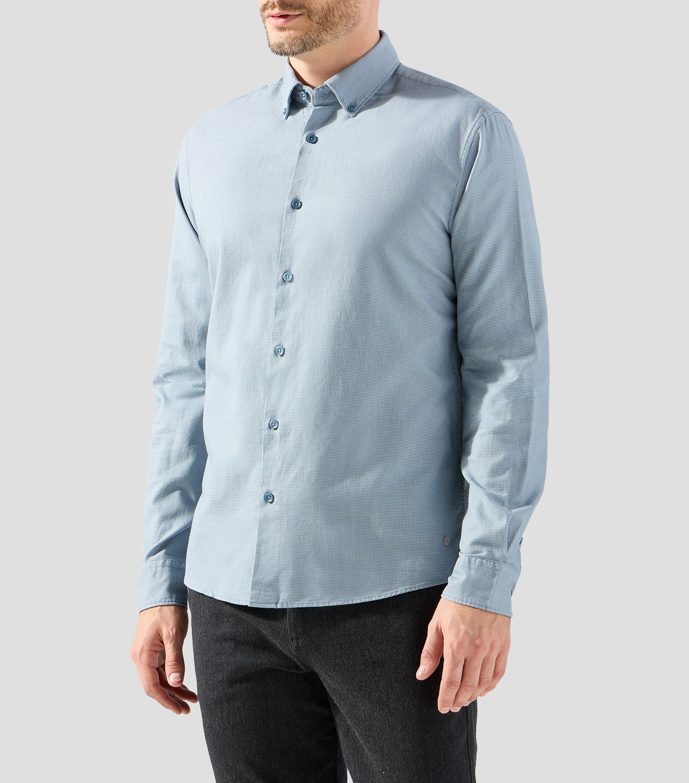 Camisa microdiseño manga larga Hombre